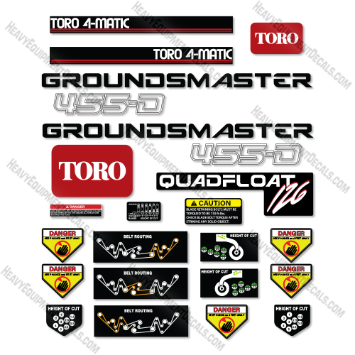 Toro 455D Groundsmaster Decal Kit Mower- Aftermarket Kit decal kit toro