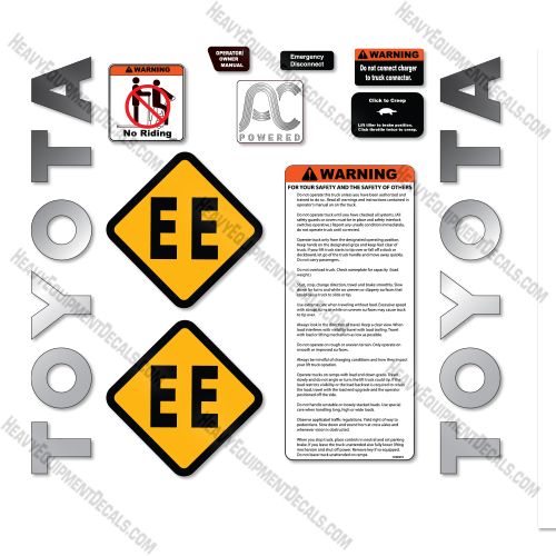 Toyota 8HBW30 Decal Kit Pallet Jack -Aftermarket Kit decal kit