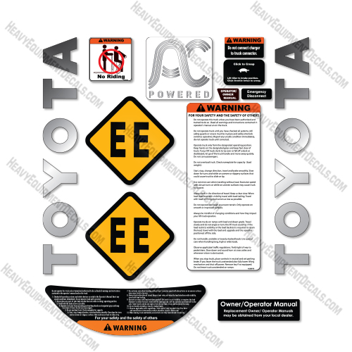 Toyota 8HBW30 Decal Kit Pallet Jack -Aftermarket Kit decal kit