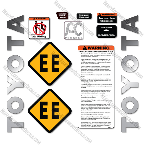 Toyota 8TB50 Decal Kit Tow Tractor -Aftermarket Kit decal kit
