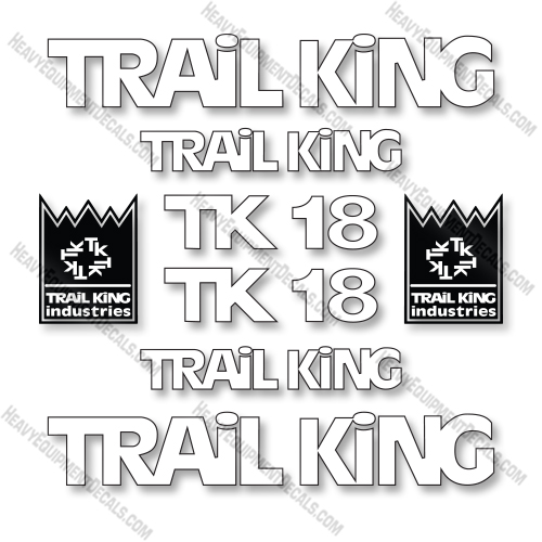 Trail King TK18 Decal Kit Trailer - White - Aftermarket Kit decal kit, trail king 