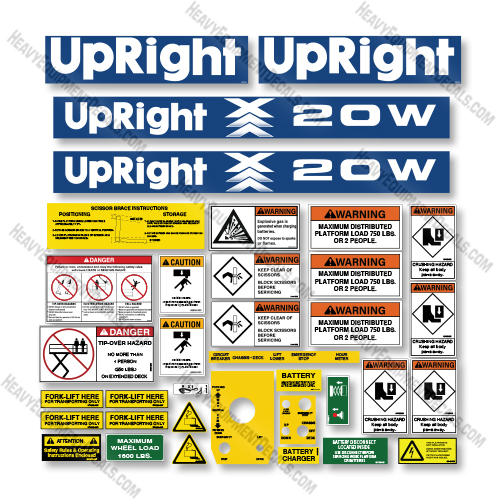 Upright X20W Decal Kit Scissor Lift - Aftermarket Kit decals, decal kit, upright 