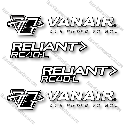 Vanair RC40-L Decal Kit Air Compressor -Custom Reverse Colors - Aftermarket Kit  