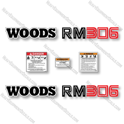  Woods RM306 Decal Kit 6 Finish Mower - Aftermarket Kit  306, decal kit, rm-306, rm306