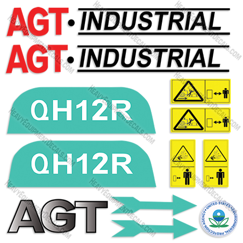 AGT Industrial QH12R Decal Kit Mini Excavator 12r, decals, qh-12