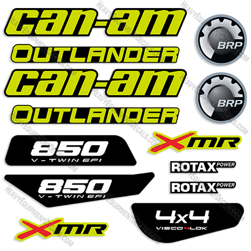 Can-Am Outlander 850 XMR Decal Kit ATV - Manta Green 850, 850 x, decals, mr, rotax, v-twin, x-mr