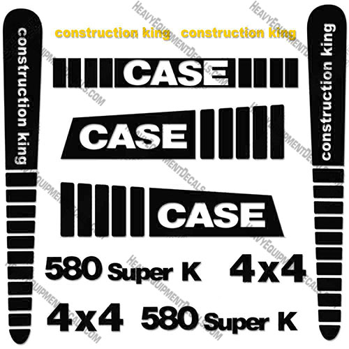 Case 580 Super K Backhoe Decal Kit (Black Version) 
