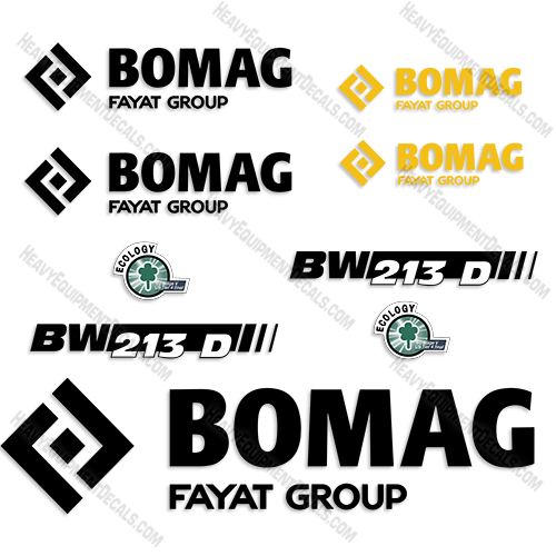 Fits Bomag BW213D Decal Kit Roller - Older Style 213d, bw213-d, decals, drum, drum roller, roller