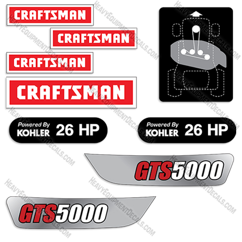 Fits Craftsman GTS5000 Decal Kit Mower decals, craftsman, gts, 5000