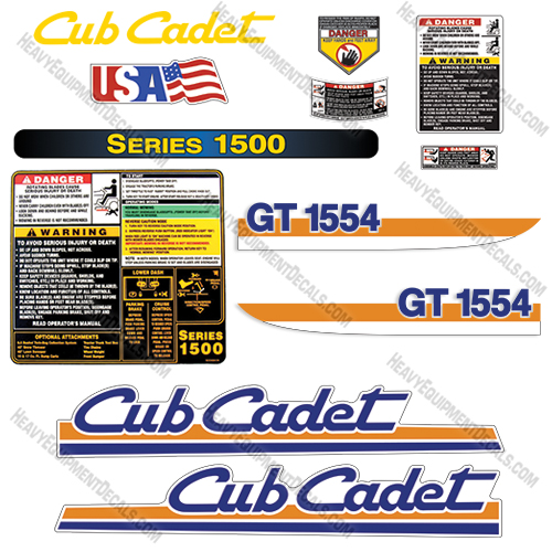 Fits Cub Cadet Super GT1554 Decal Kit Riding Mower 1554, decals, gt1554, gt, super