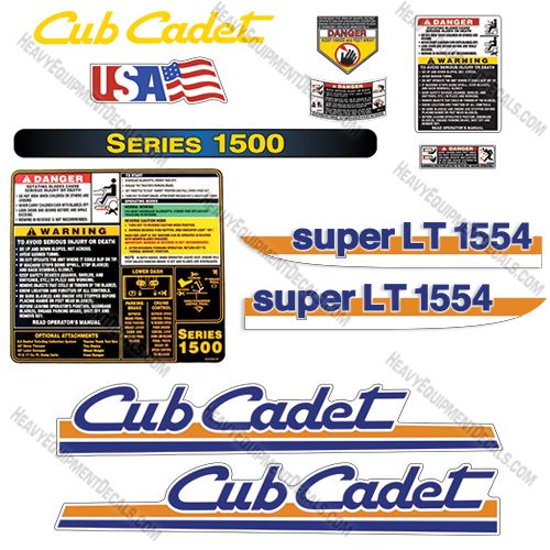 Fits Cub Cadet Super LT1554 Decal Kit Riding Mower 1554, decals, lt1554, lt, super
