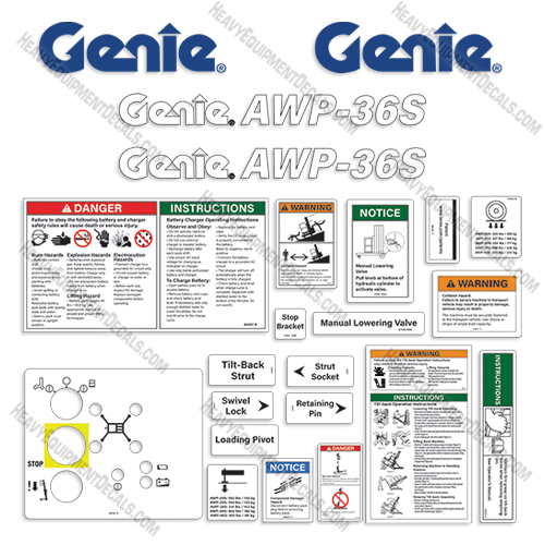 Fits Genie AWP-36S Decal Kit Aerial Lift 36, decals, awp36s, awp36