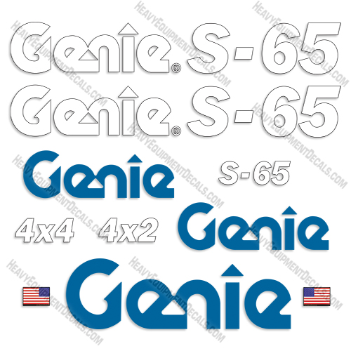 Fits Genie S-65 Boom Lift Decal Kit (No Warnings) 65, s-65, s65, decals