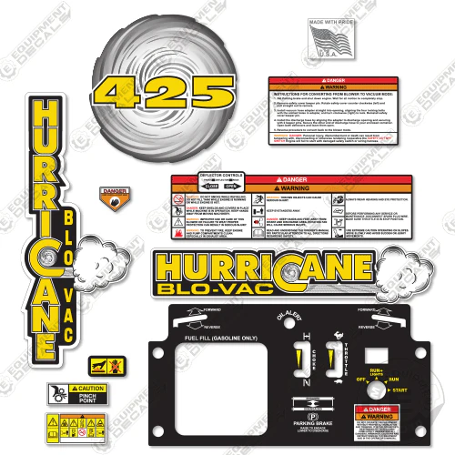 Fits Hurricane 425 Decal kit Leaf Blower decal kit