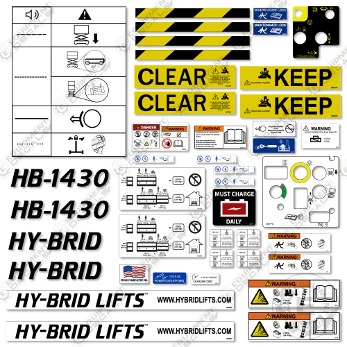 Fits Hybrid HB-1430 Decal Kit Scissor Lift 1430, decal kit, hb-1430, hb1430