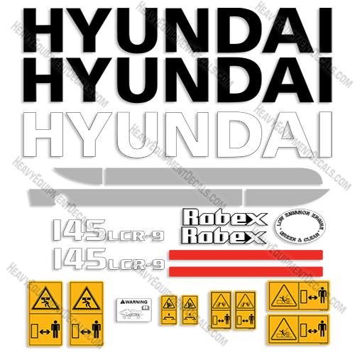 Fits Hyundai 145LCR-9 Decal Kit Excavator 145lCR9, 145, cr-9, 125lcr-9a, decals