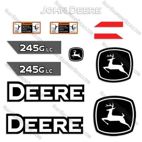 Fits John Deere 245G LC Decal Kit Excavator (New Style) 245, 245g, 245g lc, 245glc, decals, excavator, john deere