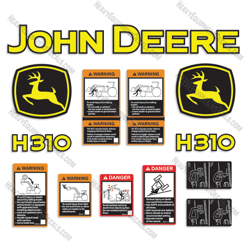 Fits John Deere H310 Decal Kit Loader Attachment decal kit, 310, h, h-310, decals
