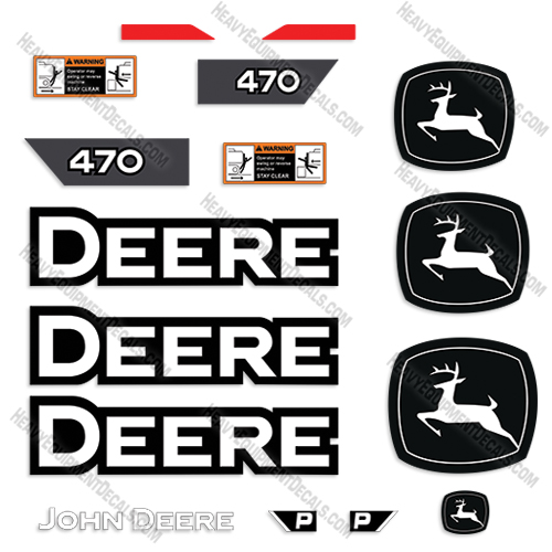 Fits John Deere 470 P-Tier Decal Kit Excavator ptier decals, excavator, glc, john deere
