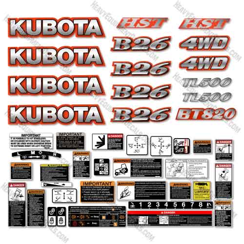 Fits Kubota B26 Decal Kit Tractor 26, b26, Kubota