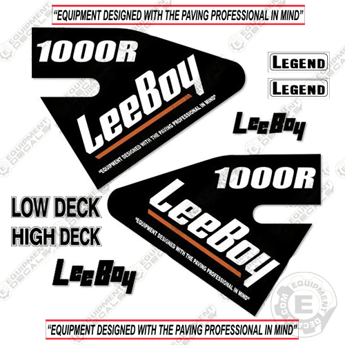 Fits LeeBoy 1000R Decal Kit Asphalt Paver 1000, decal kit