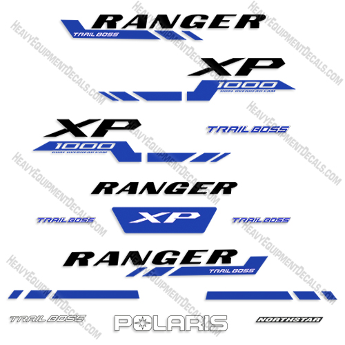 Fits Polaris Ranger BLUE 1000 XP Decal Kit UTV - 2025 - Trail Boss 1000, 1000xp, trail, boss, trail-boss, trail boss, decals