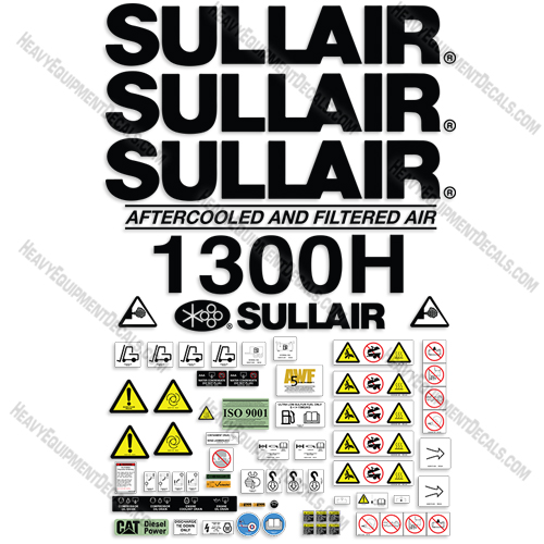 Fits Sullair 1300H Tier 3 Decal Kit Air Compressor 1300, 1300h, decals