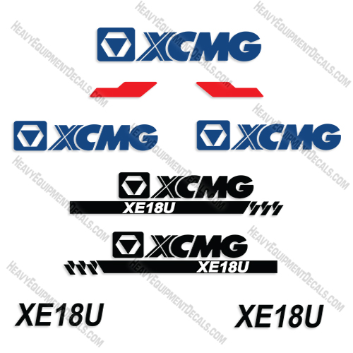 Fits XCMG XE18U Decal Kit Excavator 18, 18u, decals, xe18