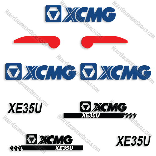 Fits XCMG XE35U Decal Kit Mini Excavator 35, 35u, decals, xcmg, xe35, xe35u