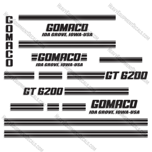 Gomaco GT 6200 Paver Decal Kit decals, asphalt, gt3600, slipform