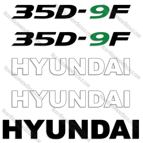 Hyundai 35D-9F Decal Kit Forklift 35, 35da, 9f, fork lift, decals