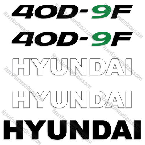 Hyundai 40D-9F Decal Kit Forklift 40, 40da, 9f, fork lift, decals