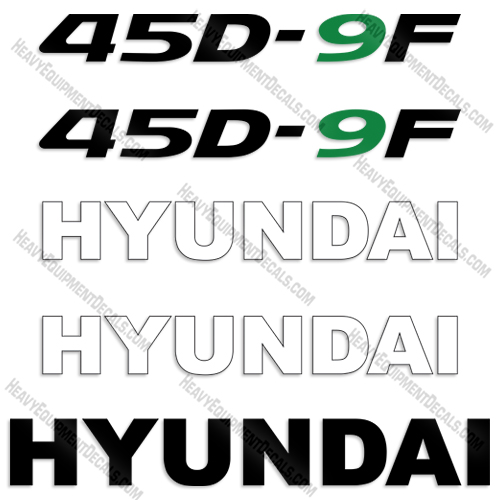 Hyundai 45D-9F Decal Kit Forklift 45, 45da, 9f, fork lift, decals