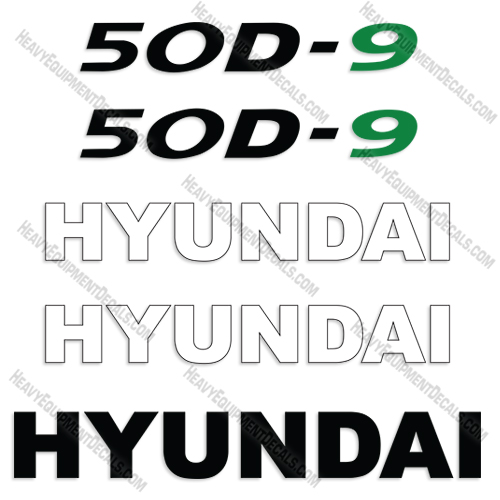 Hyundai 50D-9 Decal Kit Forklift 50, 50d, 9, fork lift, decals