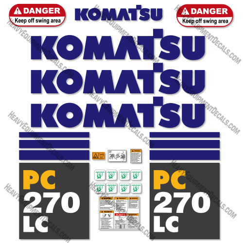 Komatsu PC270LC-7 Excavator Decal Kit 