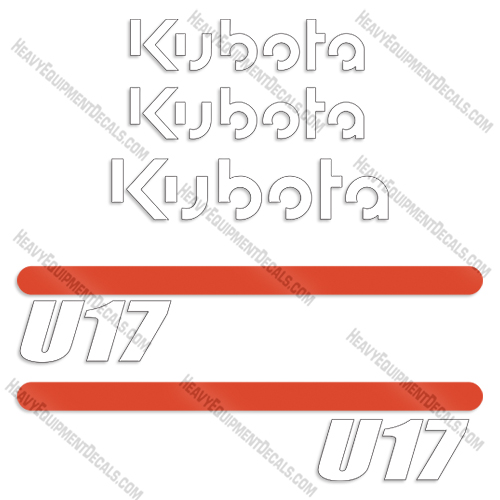 Kubota U17 Decal Kit Mini Excavator (New Style) 17, Kubota, u 17, u17, decals
