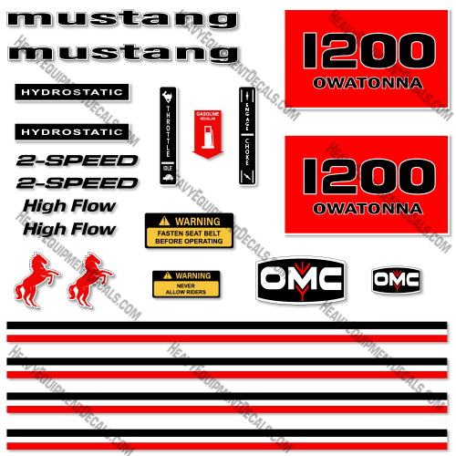OMC Mustang 1200 Skid Steer Decal Kit 