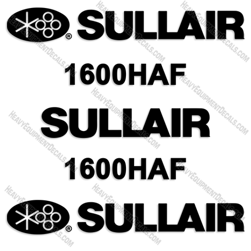 Sullair 1600HAF Decal Kit Air Compressor 1600, decal kit, sollair, haf, decals