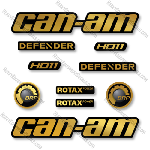 Can-Am Defender HD11 Decal Kit UTV - Gold Chrome & Black - Aftermarket Kit  1000, decal kit, rotax, rotax 1000, xt