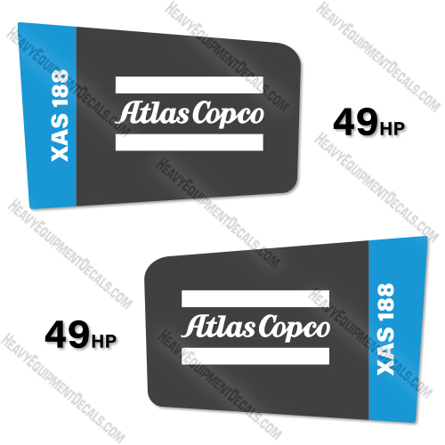 Fits Atlas Copco XAS188 Decal Kit Air Compressor atlas, copco, atlas copco, decal kit, decals  