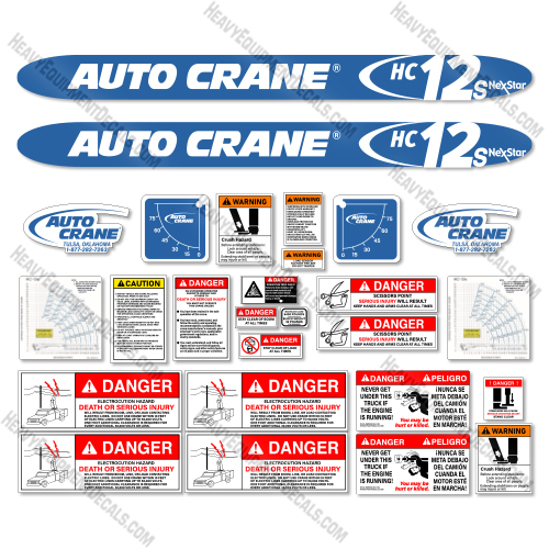 Fits AutoCrane HC12S Decal Kit Crane- (Warnings Oversized for Picture) auto, decal kit