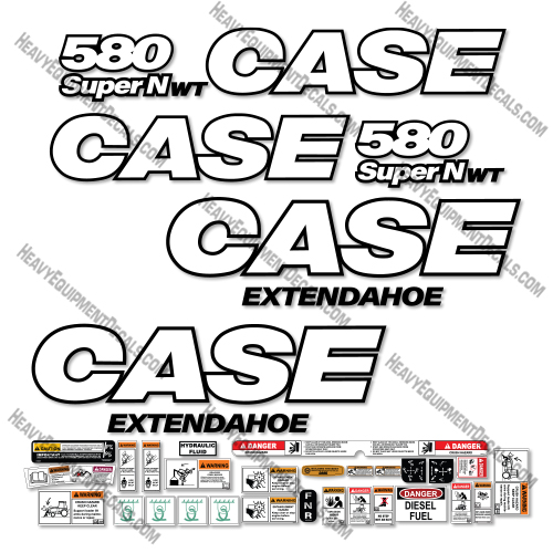 Case 580 SuperN WT Decal Kit Backhoe Loader - New Style - Aftermarket Kit 