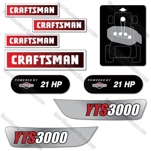 Fits Craftsman YTS3000 Decal Kit Lawn Tractor  decal kit, craftsman