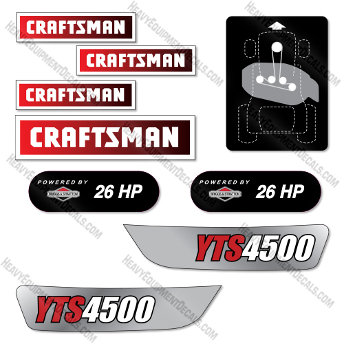 Fits Craftsman YTS4500 Decal Kit Lawn Tractor  decal kit, craftsman