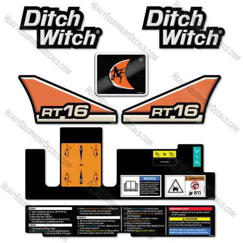 Fits Ditch Witch RT16 Decal Kit Trencher 16, decal kit, ditch-witch, ditchwitch, rt-16, rt16, trencher