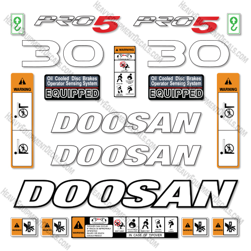 Doosan G30P-5 Decal Kit Forklift- Aftermarket Kit - NOT GENUINE OEM    