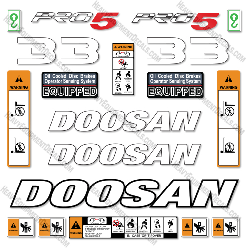 Doosan GC33E-5 Decal Kit Forklift- Aftermarket Kit - NOT GENUINE OEM    