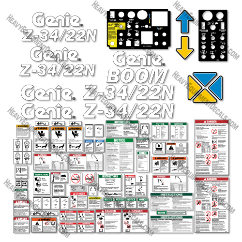 Genie Z34 22N Decal Kit Articulated Boom Lift - (SN: from 0001 2226) - Aftermarket Kit 
