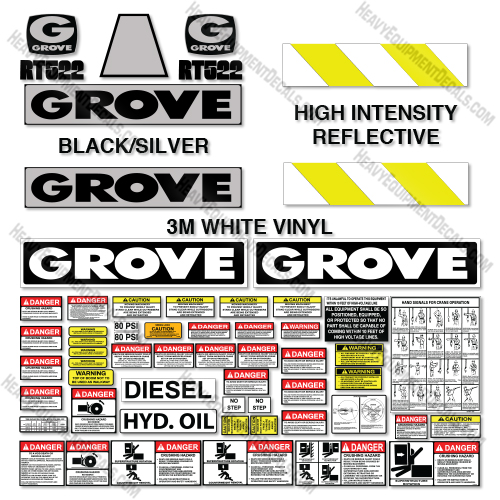 Fits Grove RT522 Decal Kit Crane decal kit, 