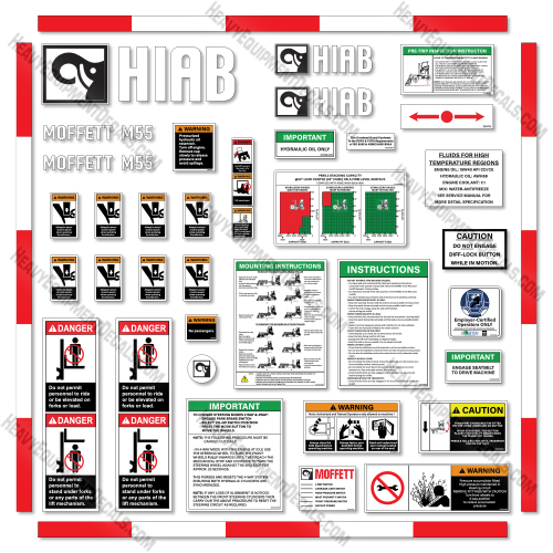 Fits Hiab Moffett M55 Decal Kit Forklift  decal kit